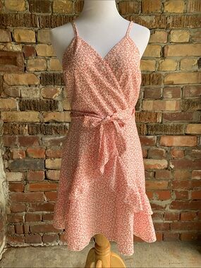 Wrap style ruffle v neck summer dress